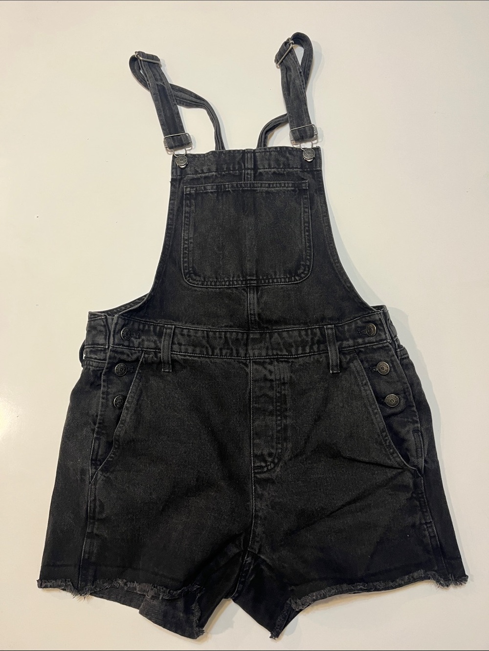 Madewell Black Denim Short Overalls